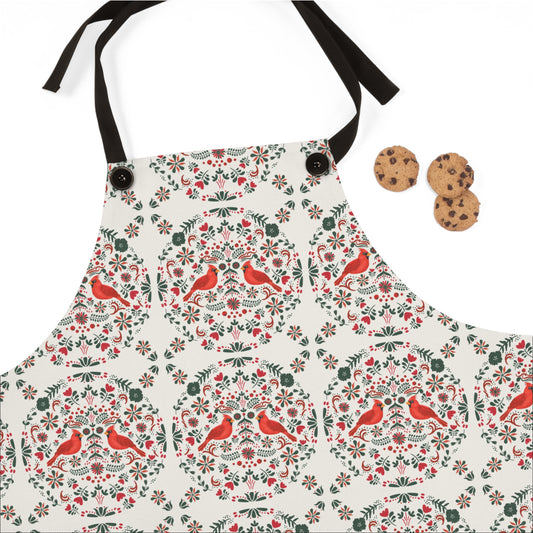 Cardinals on Cream Apron