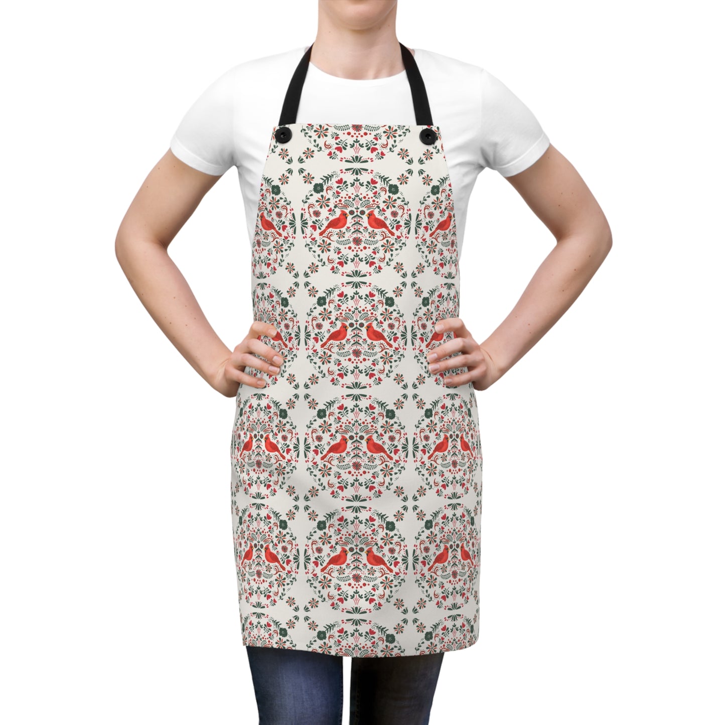 Cardinals on Cream Apron