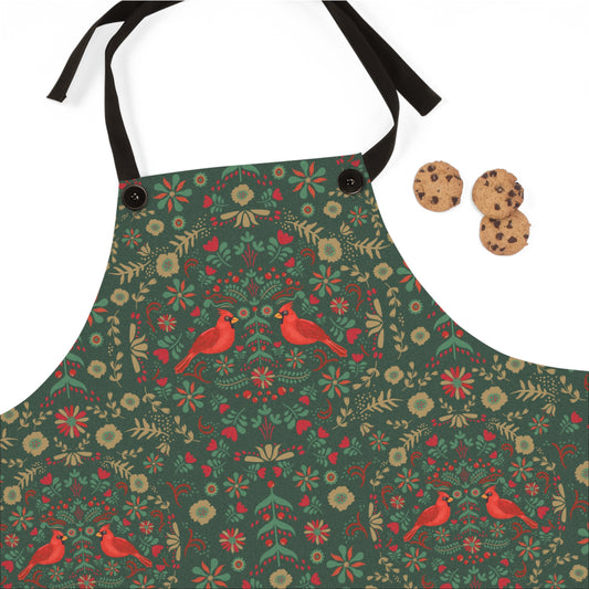 Red Cardinal and Green Apron