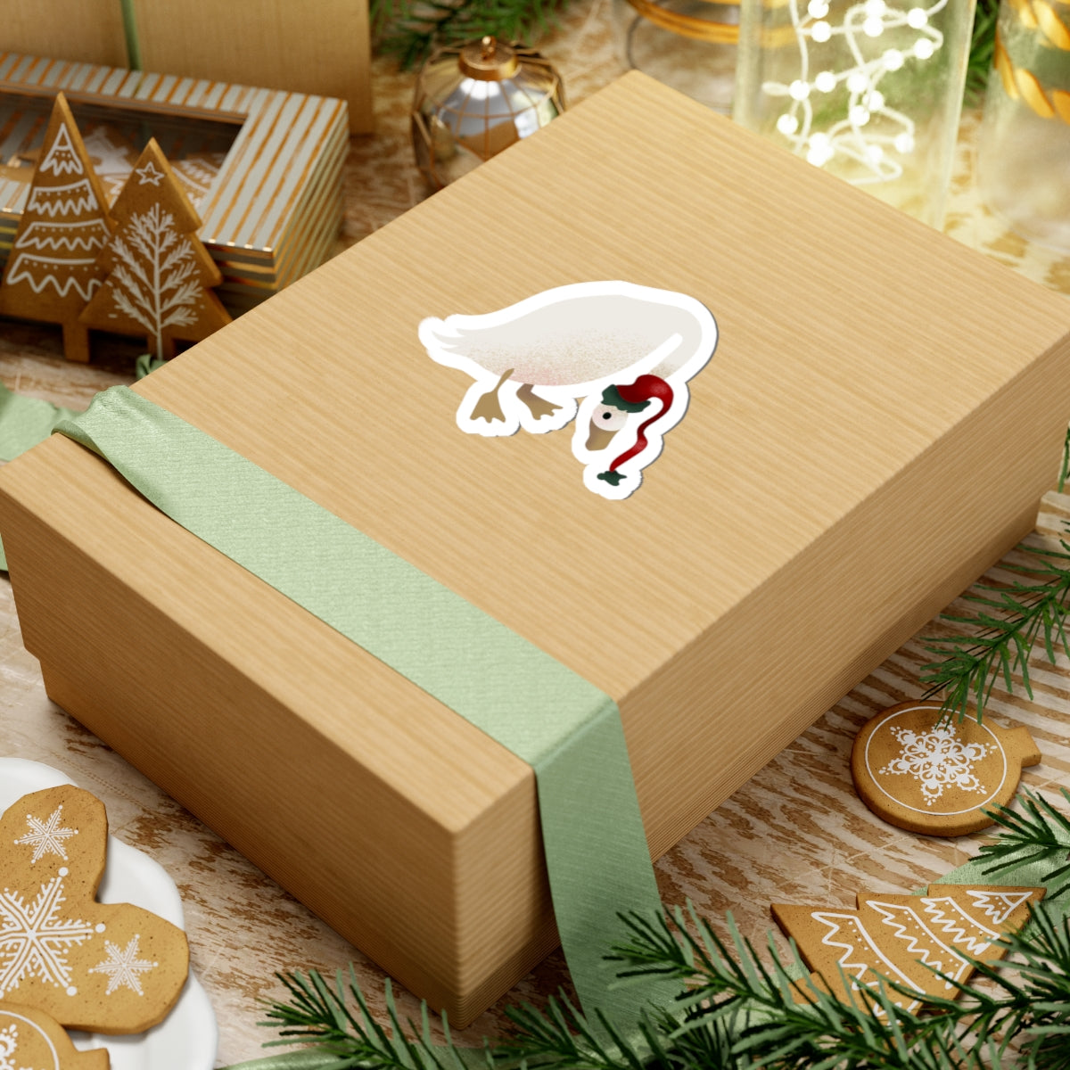 Holiday Goose Kiss-Cut Sticker