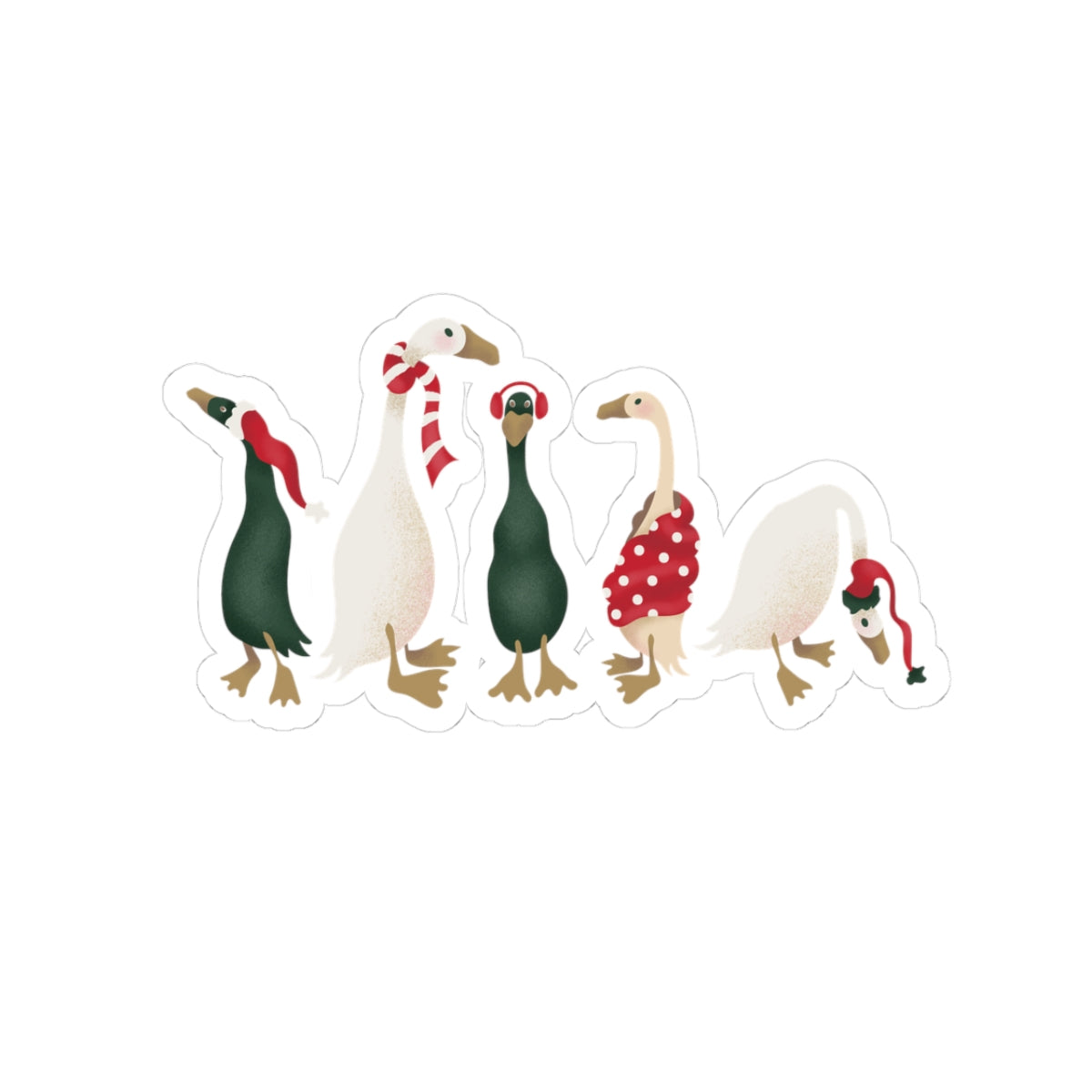 Festive Geese Kiss-Cut Sticker