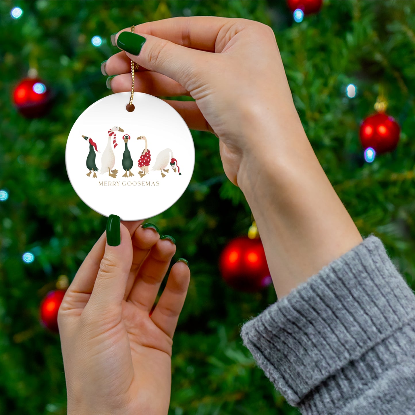 Ceramic Ornament - Merry Goosemas Circle