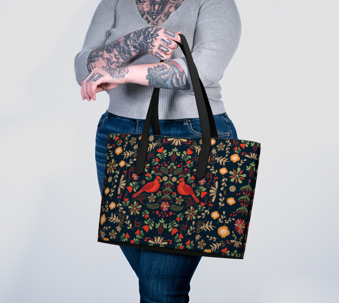 Cardinal Holiday Vegan Leather Tote Bag