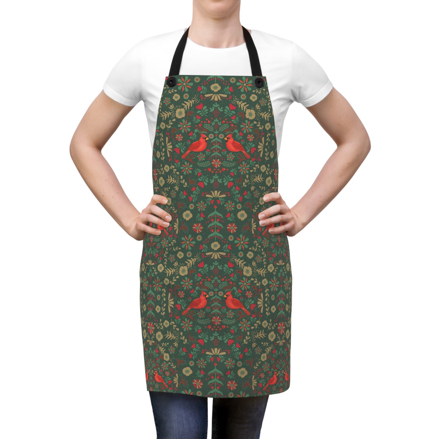 Red Cardinal and Green Apron