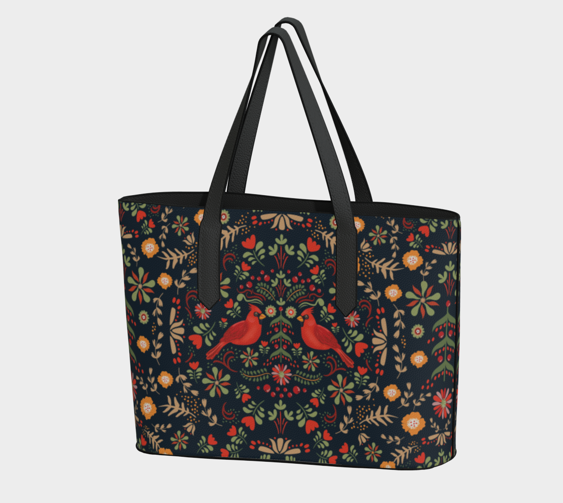 Cardinal Holiday Vegan Leather Tote Bag