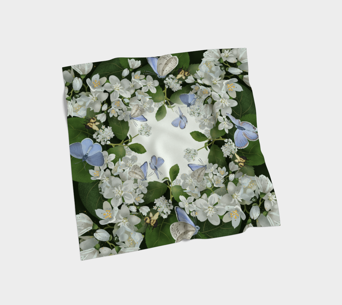 Blue Butterfly Silk Scarf