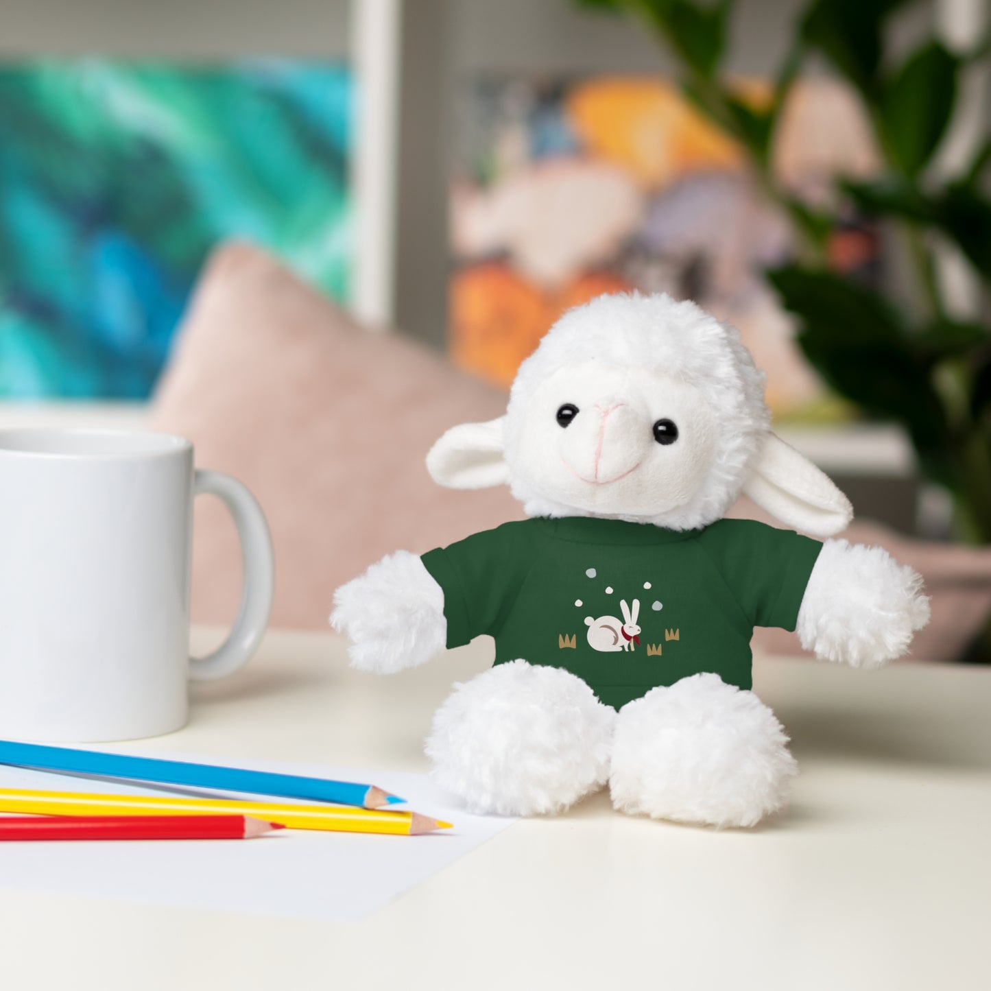 Adorable Plush Bear or Sheep with Snow Bunny Tee Shirt