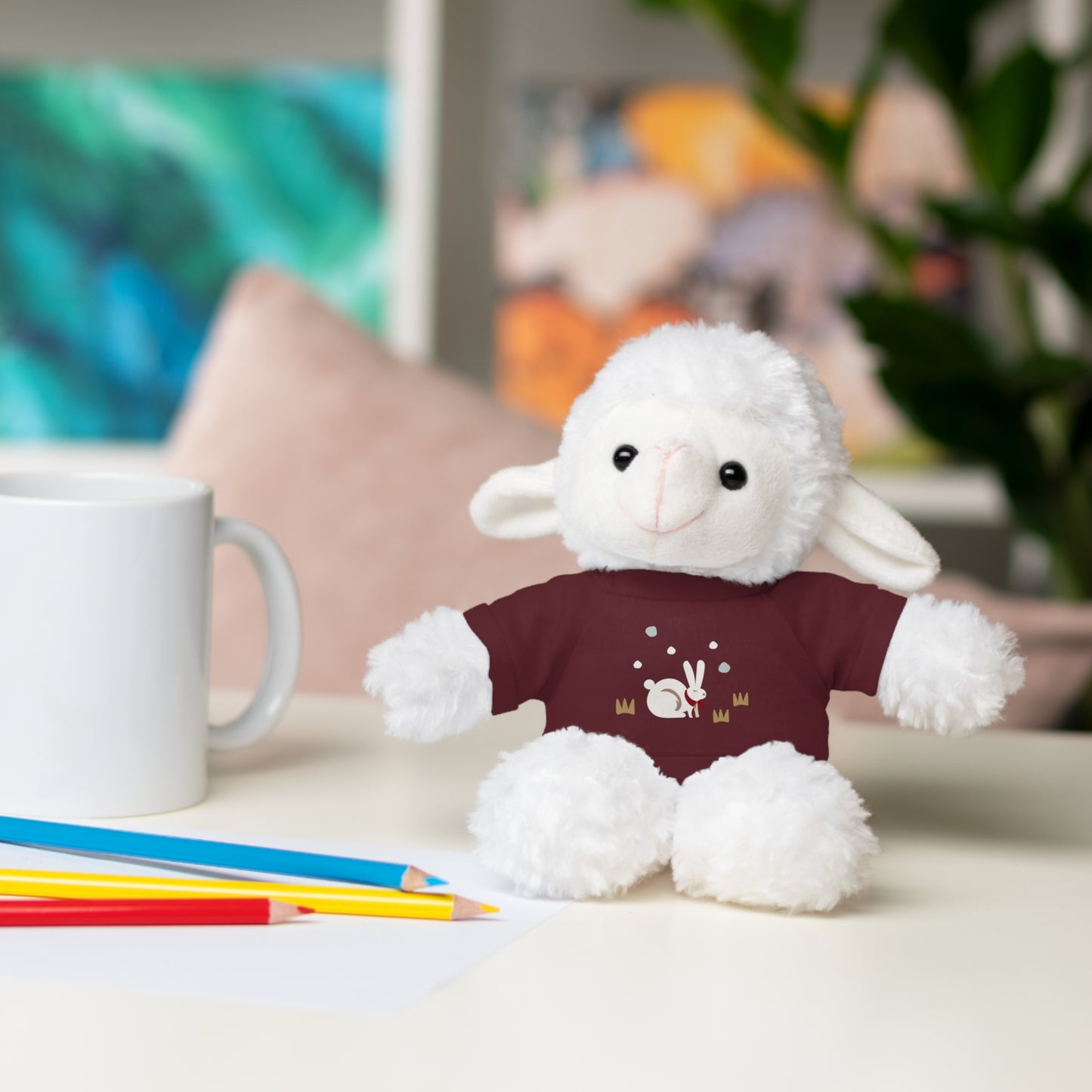 Adorable Plush Bear or Sheep with Snow Bunny Tee Shirt