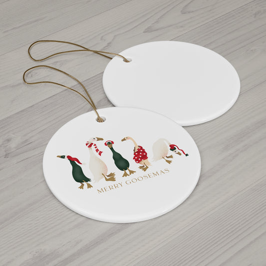 Ceramic Ornament - Merry Goosemas Circle