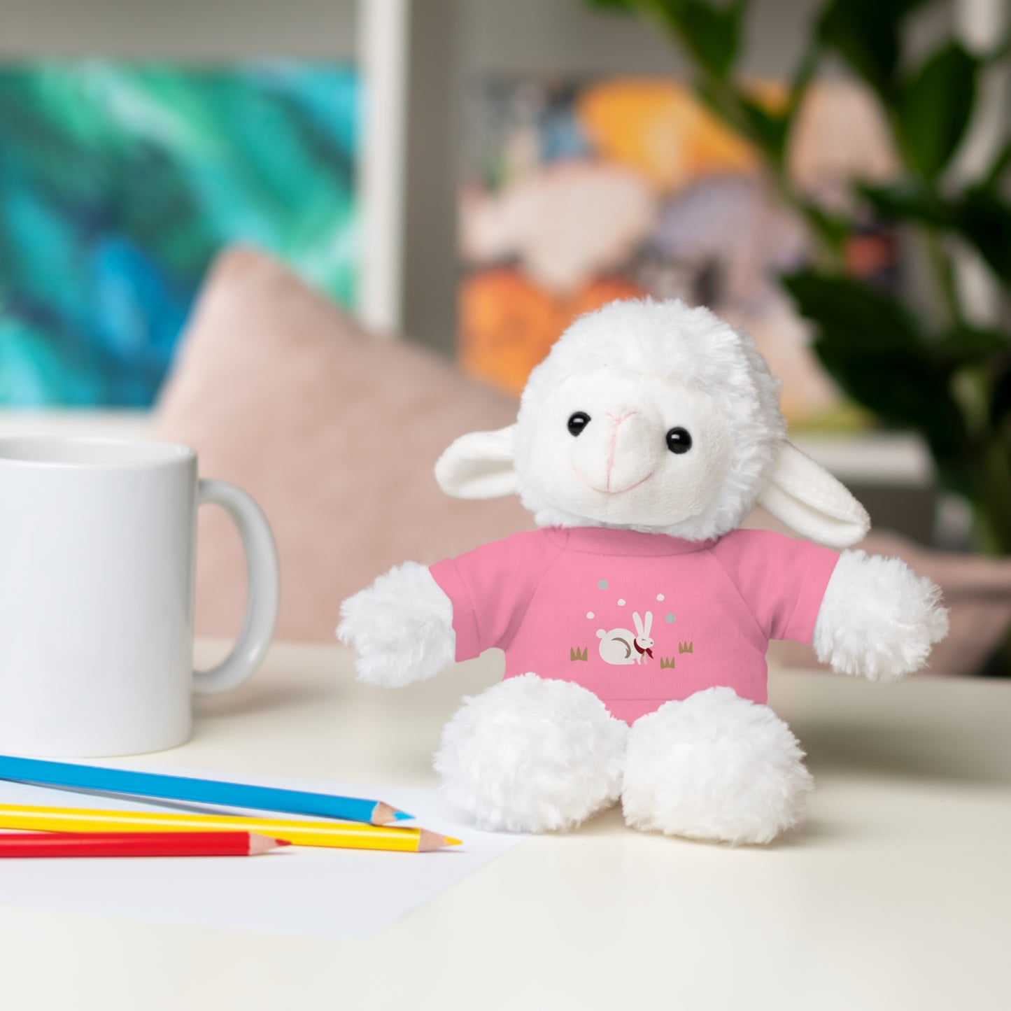Adorable Plush Bear or Sheep with Snow Bunny Tee Shirt
