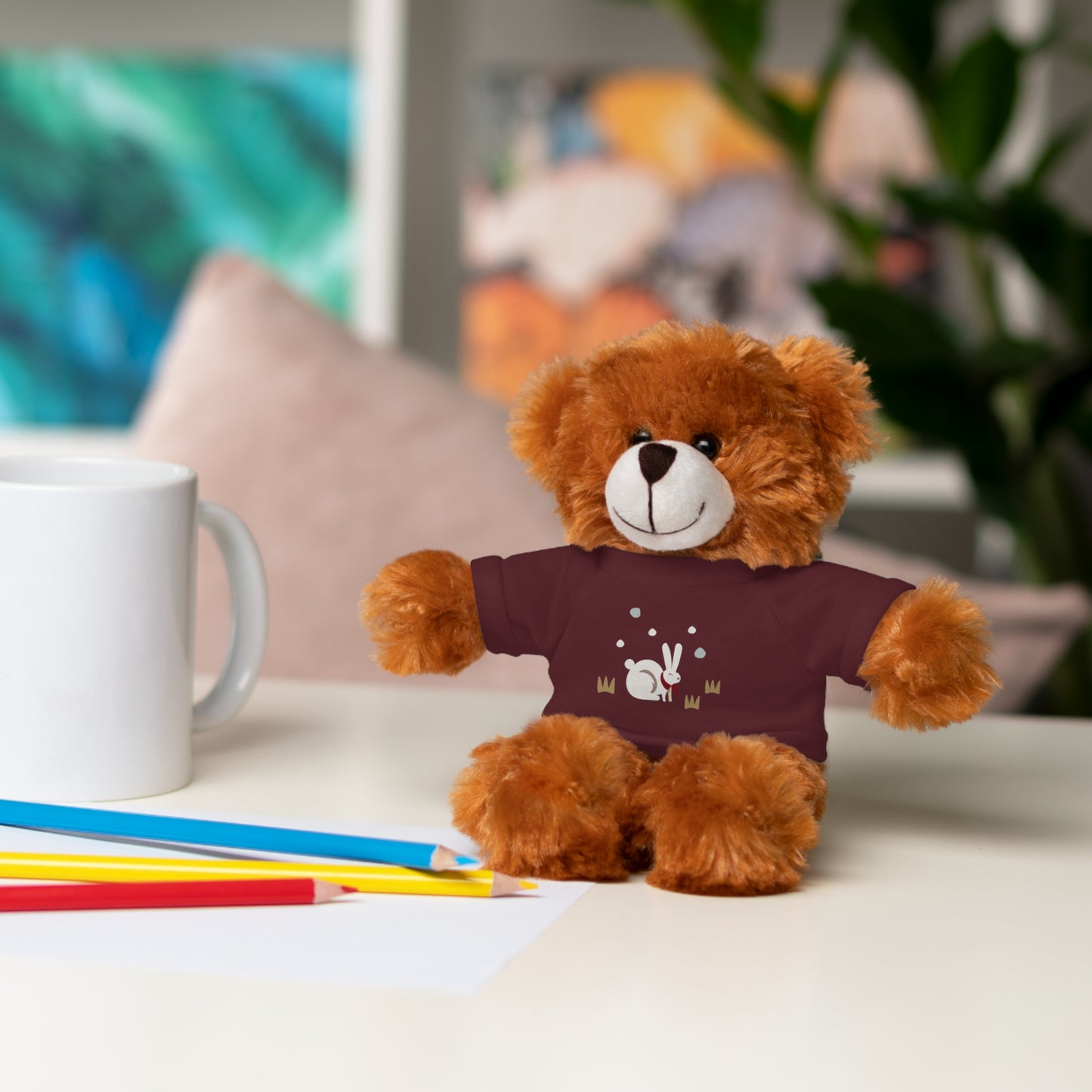 Adorable Plush Bear or Sheep with Snow Bunny Tee Shirt