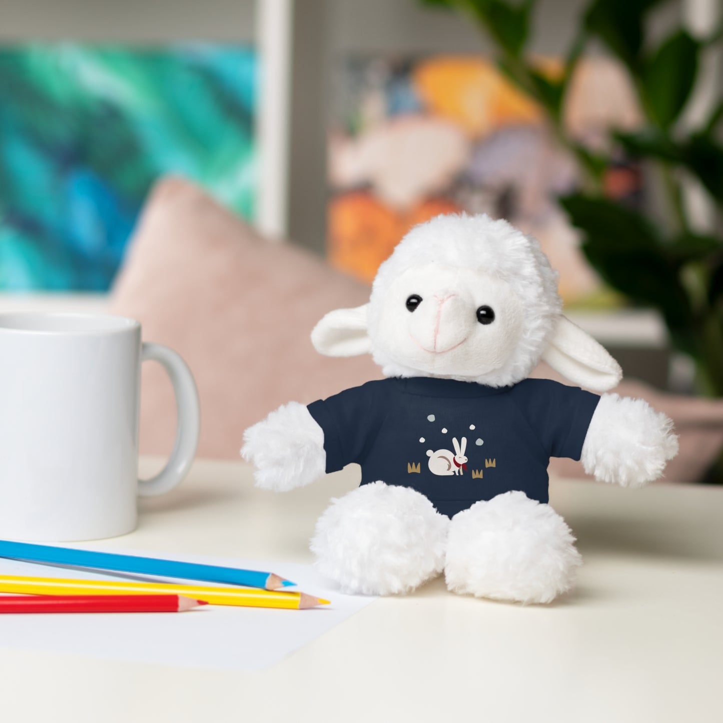 Adorable Plush Bear or Sheep with Snow Bunny Tee Shirt
