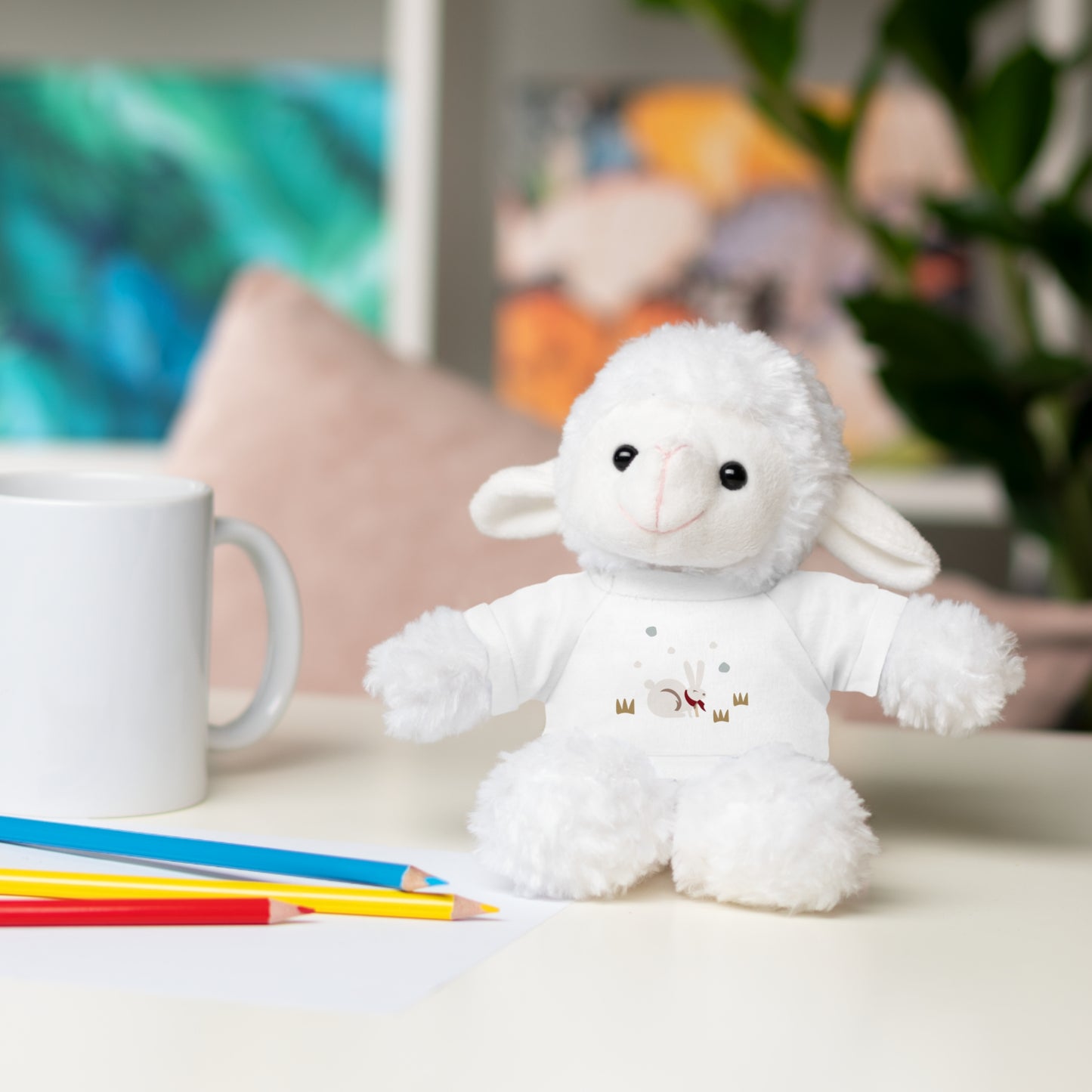 Adorable Plush Bear or Sheep with Snow Bunny Tee Shirt