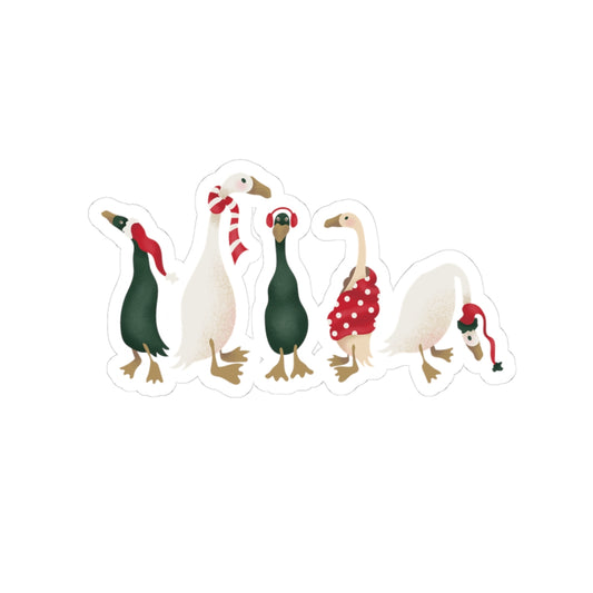 Festive Geese Kiss-Cut Sticker