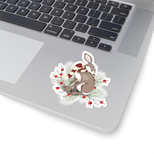 Holiday Hare Kiss-Cut Sticker