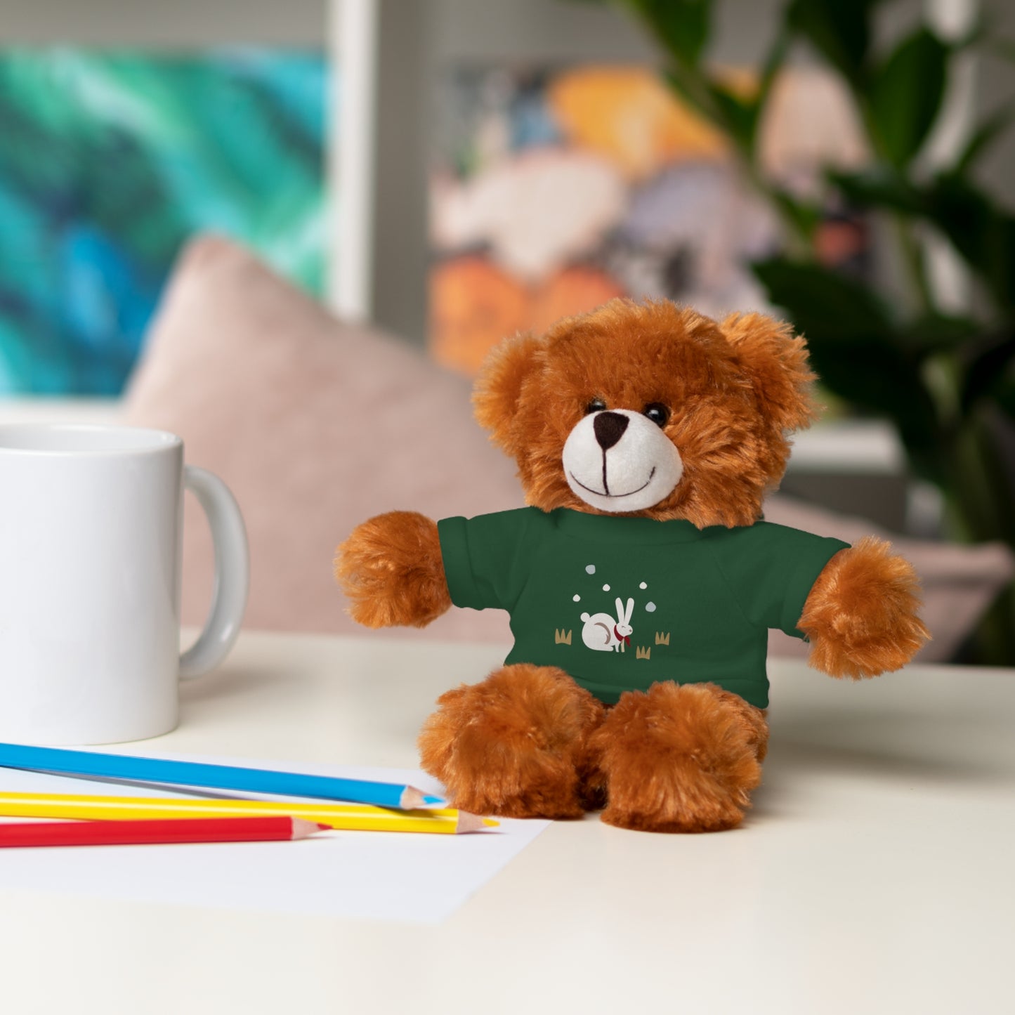 Adorable Plush Bear or Sheep with Snow Bunny Tee Shirt