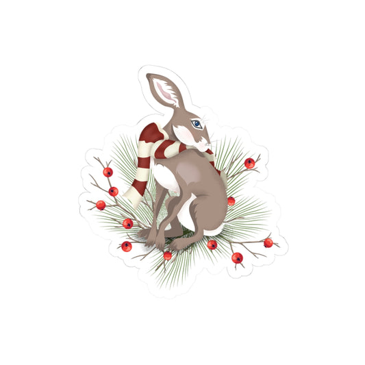Holiday Hare Kiss-Cut Sticker