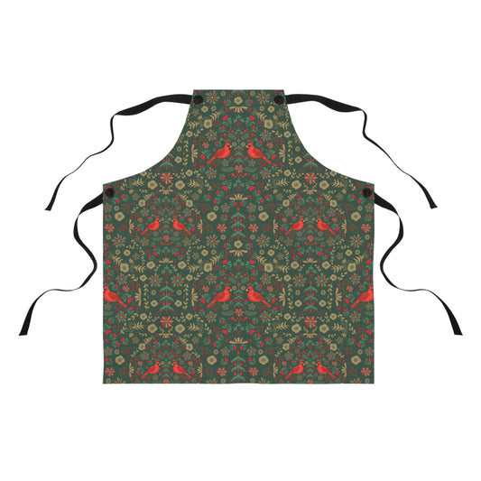Red Cardinal and Green Apron
