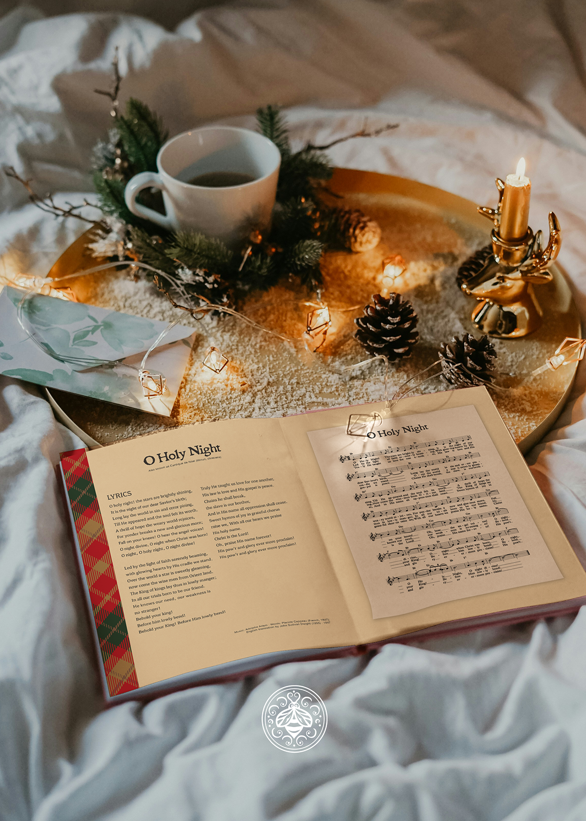 A Traditional Christmas Carol Collection book open to O Holy Night song