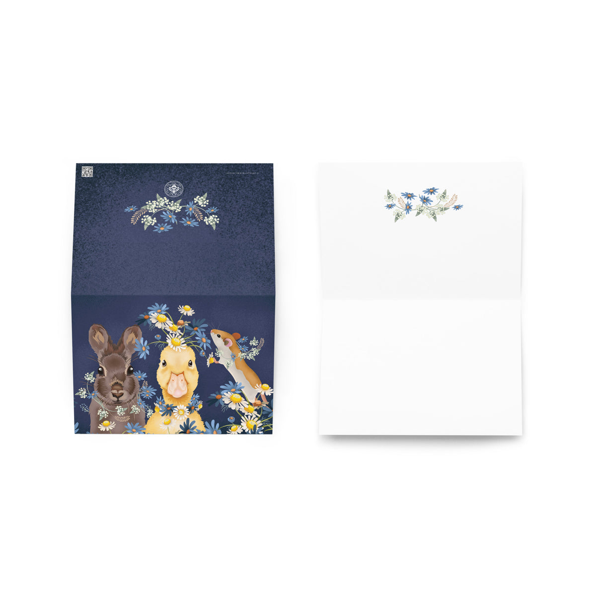 Spring Friends greeting card brings a cheerful gathering of familiar faces, complete product mockup