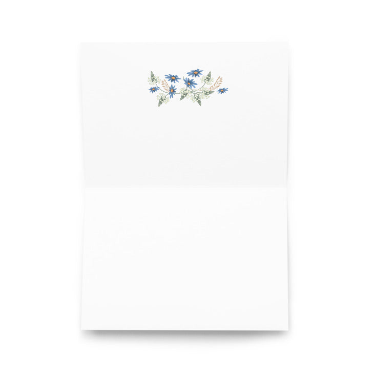 Spring Friends greeting card brings a cheerful gathering of familiar faces, inside product mockup